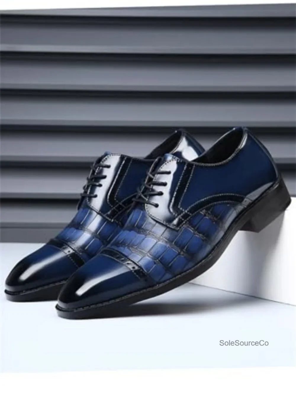 Vintage Crocodile Print Square Toe Oxfords & Derbys